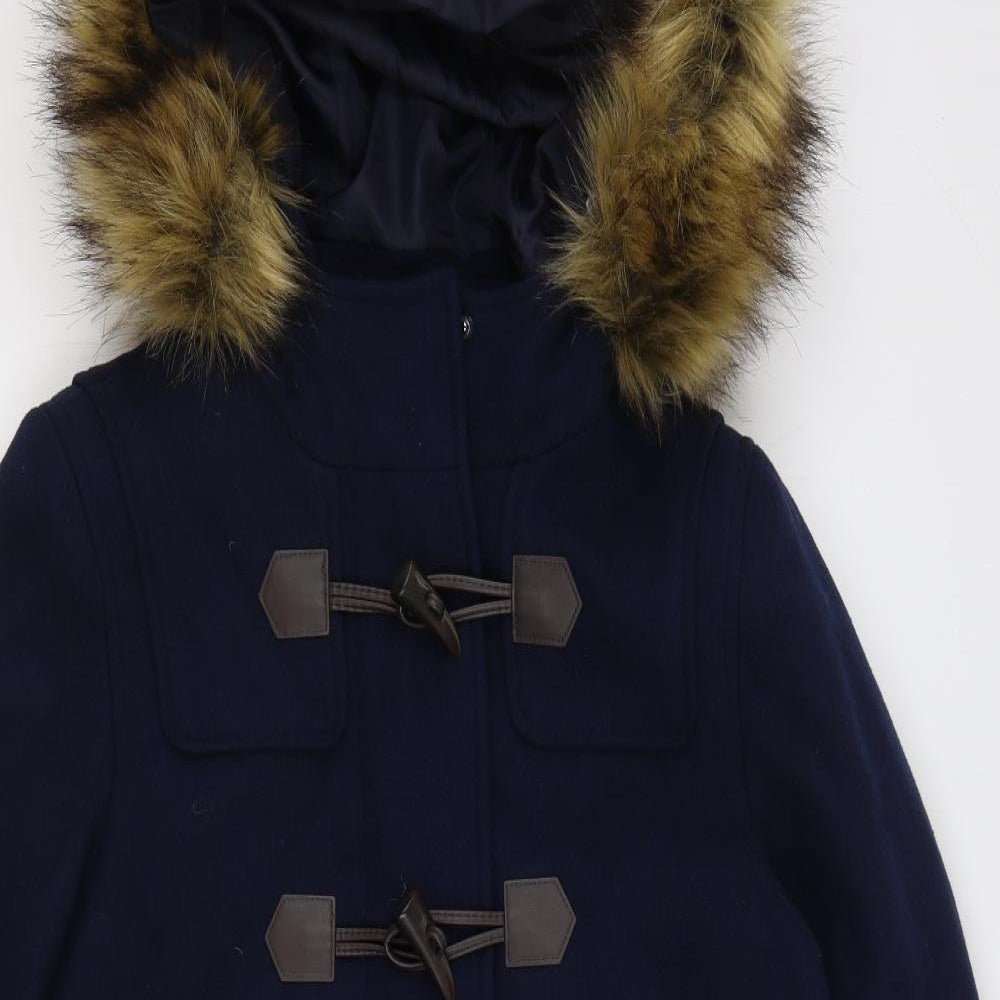 Marks and Spencer Womens Blue Parka Coat Size 10 Zip