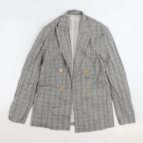 Mango Womens Grey Plaid Jacket Blazer Size S