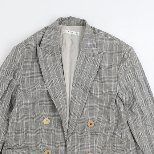 Mango Womens Grey Plaid Jacket Blazer Size S