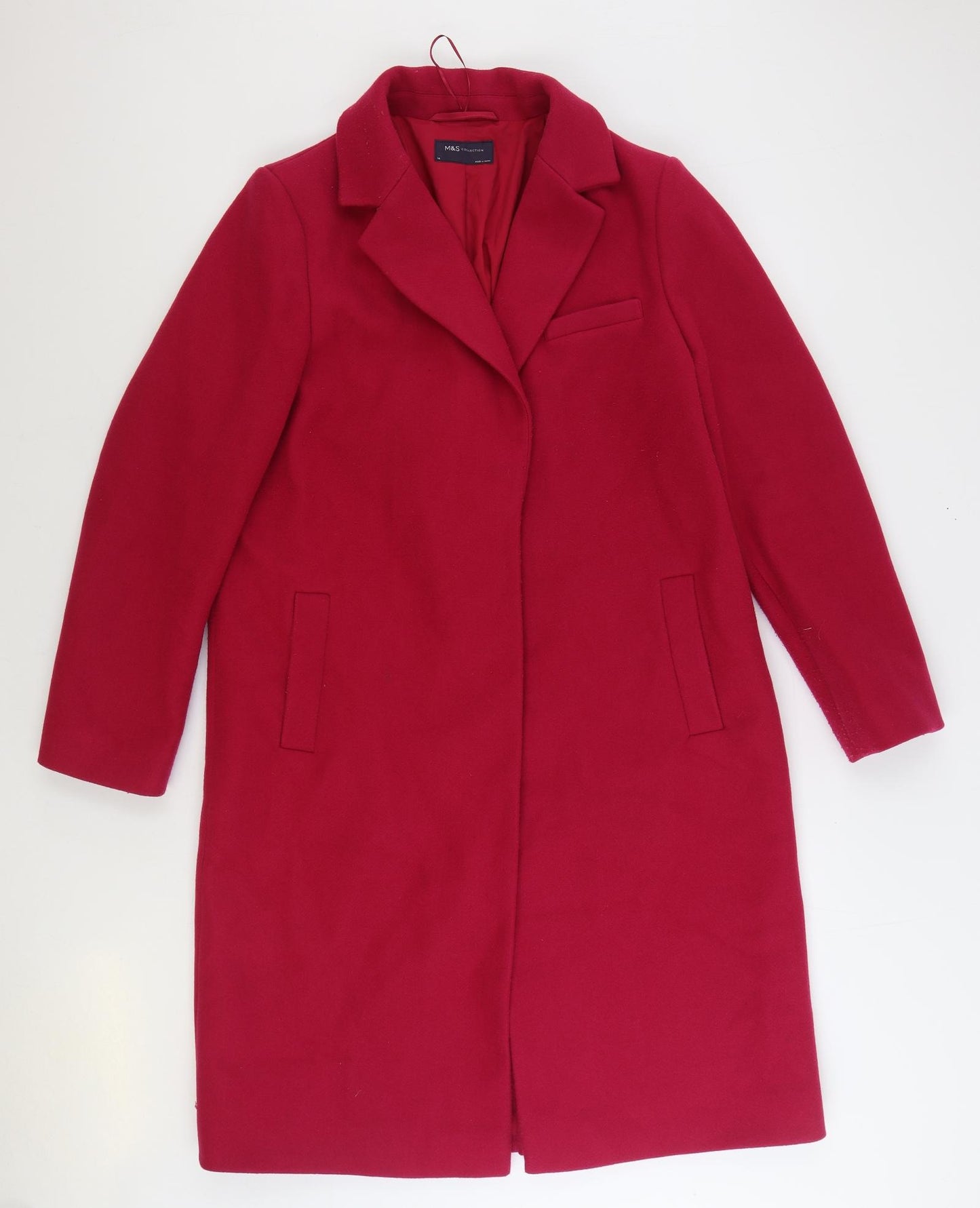 Marks and Spencer Womens Pink Overcoat Coat Size 14 Snap