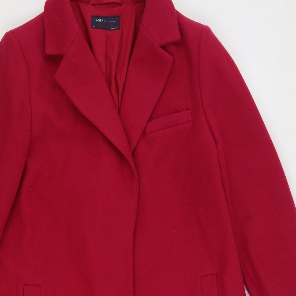 Marks and Spencer Womens Pink Overcoat Coat Size 14 Snap