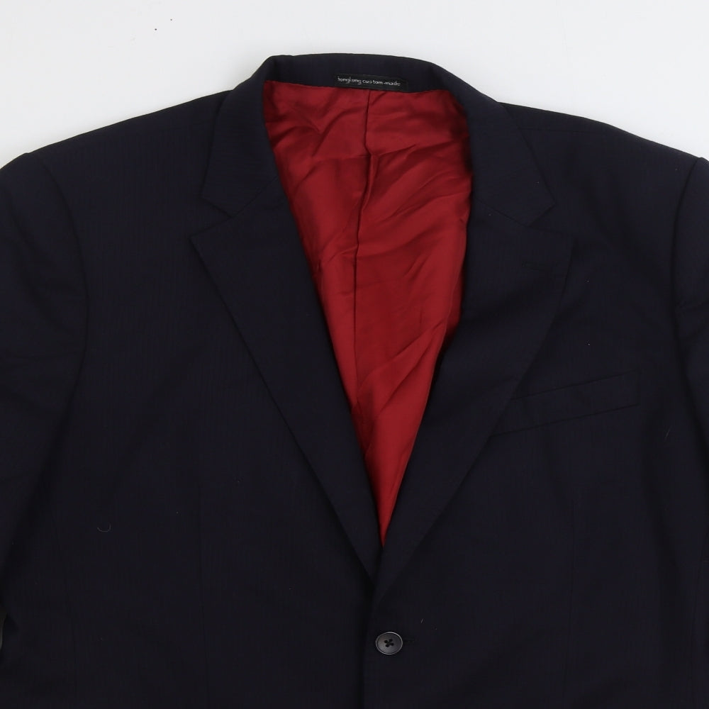 Hong Kong Custom Made Mens Blue Polyester Jacket Suit Jacket Size 40