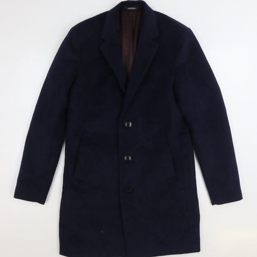 Primark Mens Blue Overcoat Coat Size S Button