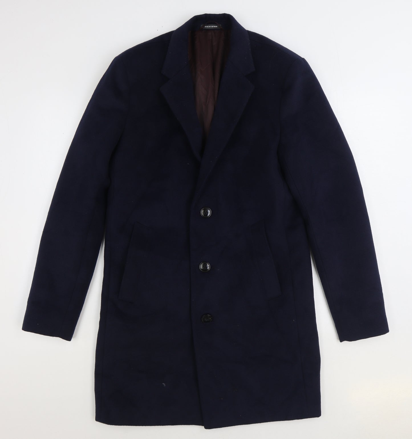 Primark Mens Blue Overcoat Coat Size S Button