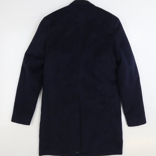 Primark Mens Blue Overcoat Coat Size S Button