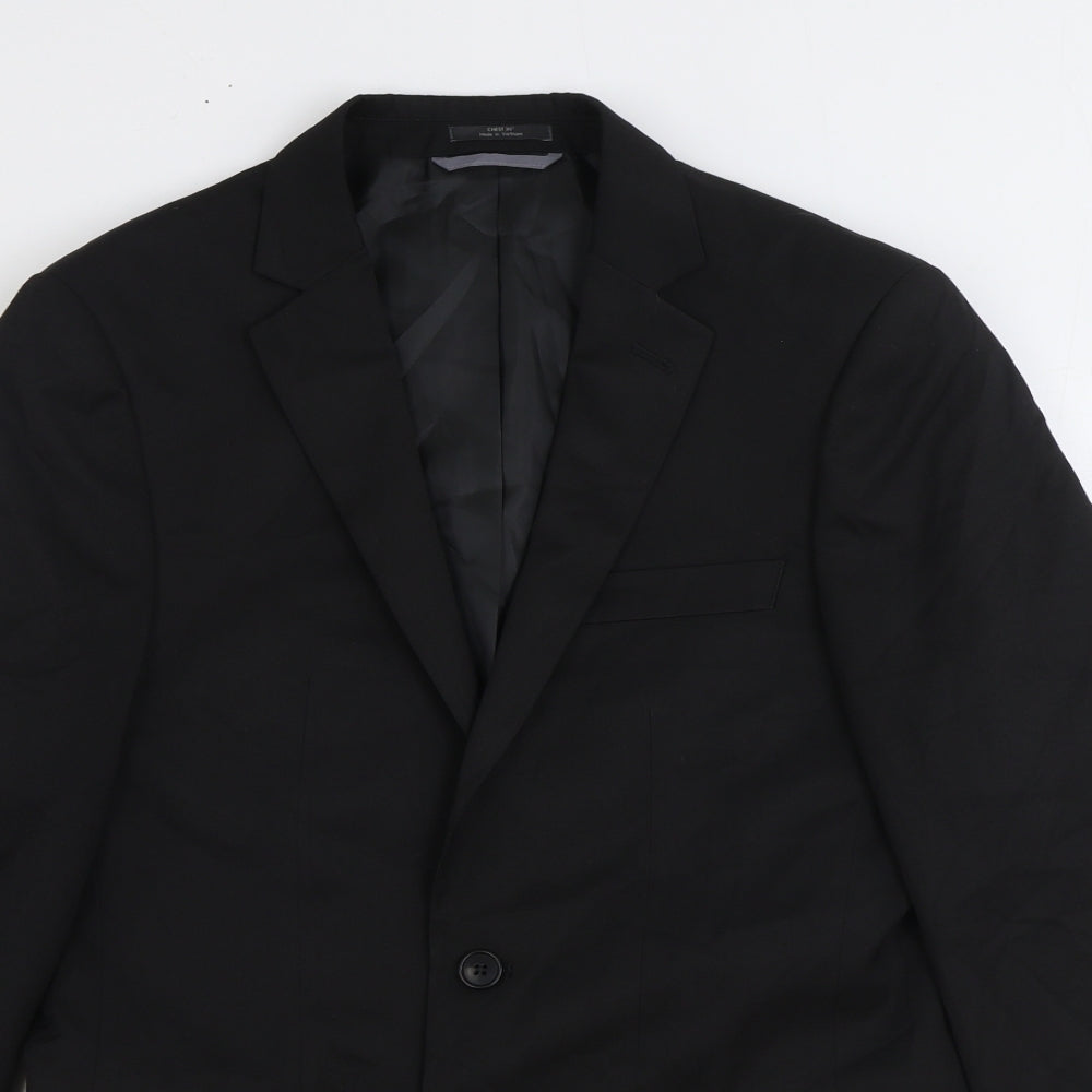 Marks and Spencer Mens Black Polyester Jacket Suit Jacket Size 36
