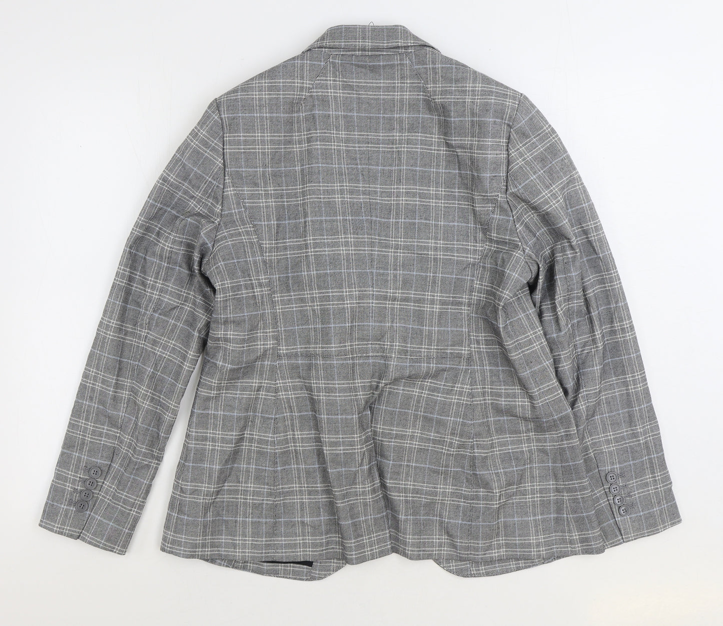 Marks and Spencer Womens Grey Plaid Jacket Blazer Size 14 Button