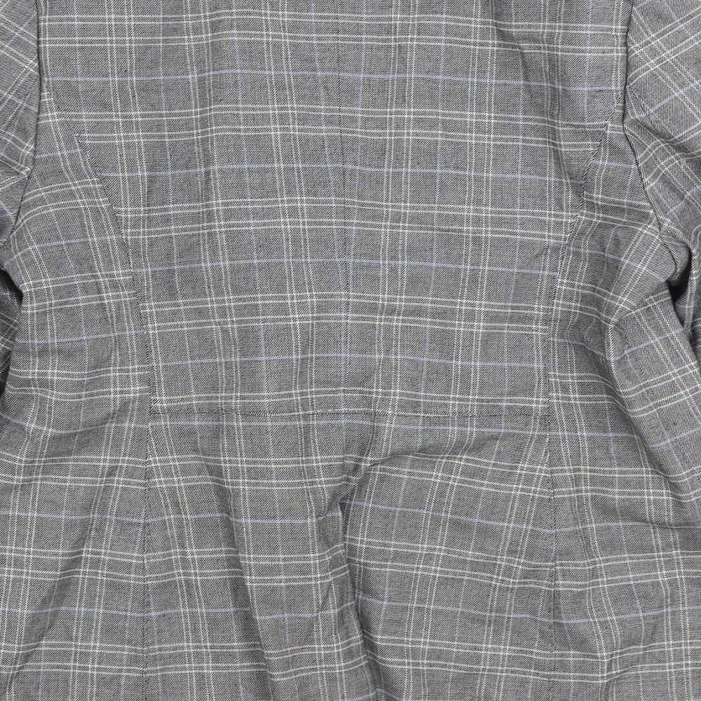 Marks and Spencer Womens Grey Plaid Jacket Blazer Size 14 Button
