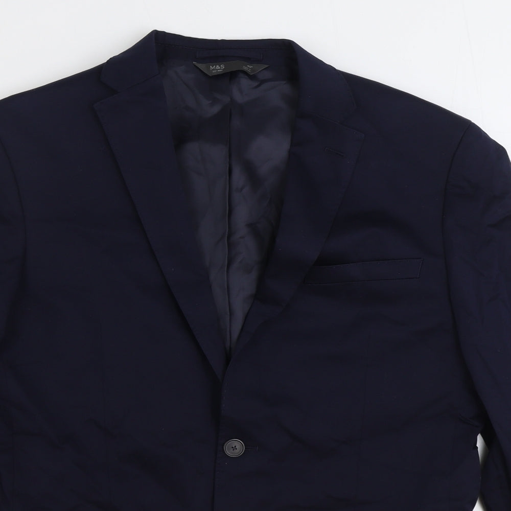 Marks and Spencer Mens Blue Cotton Jacket Suit Jacket Size 40