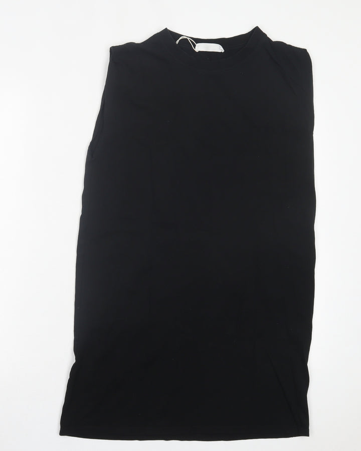Mango Womens Black Polyester Tank Dress Size XS Crew Neck Pullover