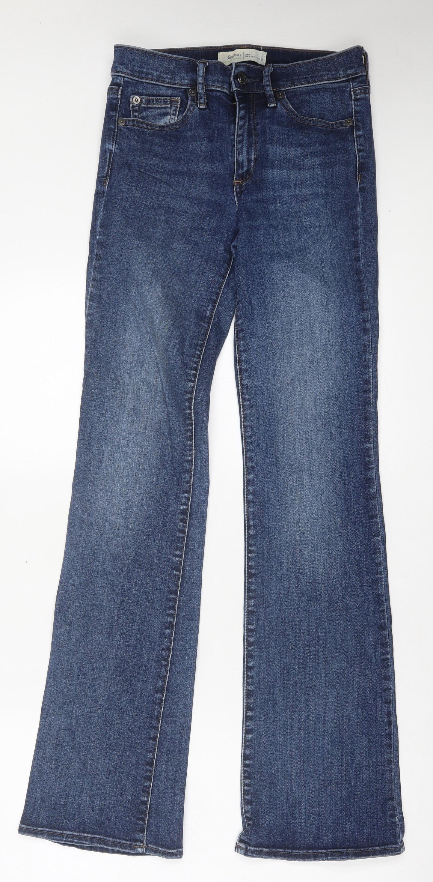 Gap Mens Blue Cotton Bootcut Jeans Size 26 in L32 in Regular Button