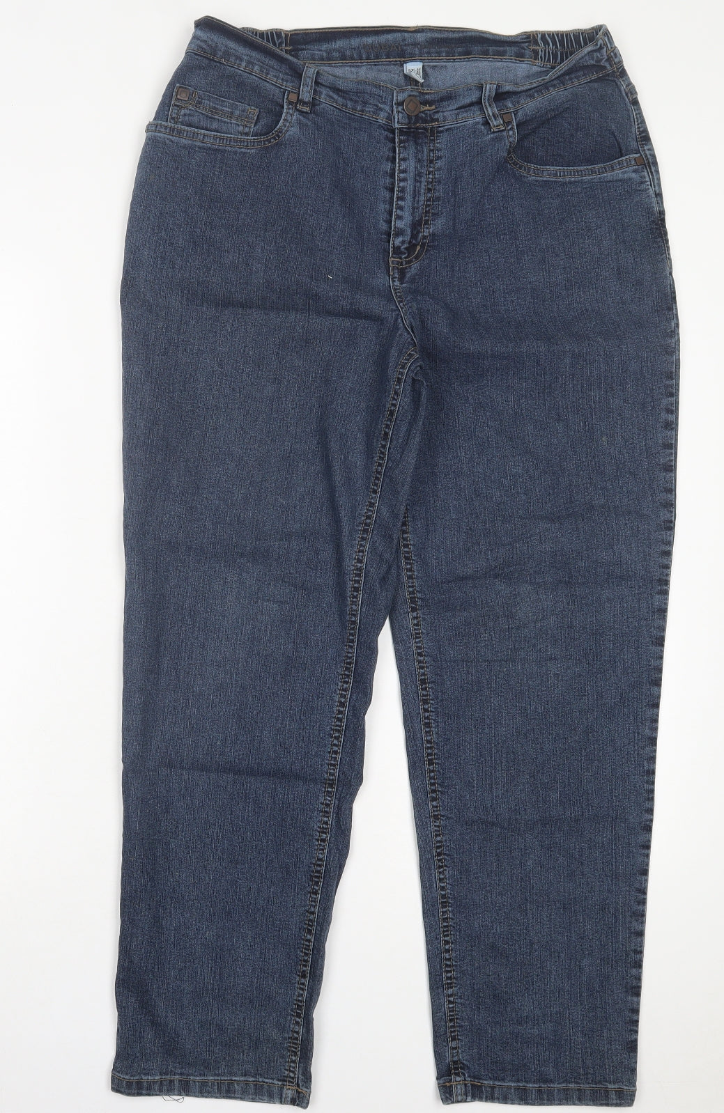 Stooker Womens Blue Cotton Straight Jeans Size 16 L28 in Regular Button