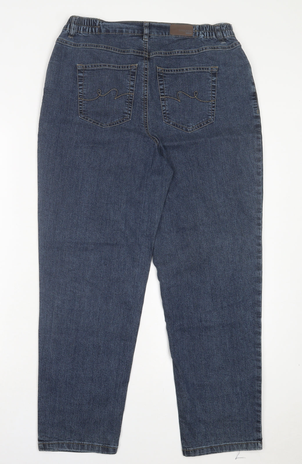 Stooker Womens Blue Cotton Straight Jeans Size 16 L28 in Regular Button