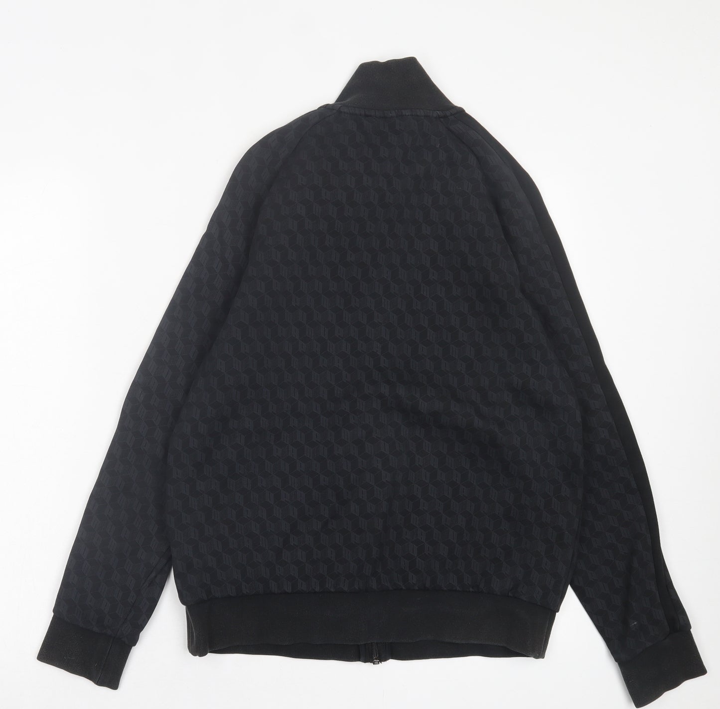PUMA Mens Black Geometric Cotton Full Zip Sweatshirt Size S