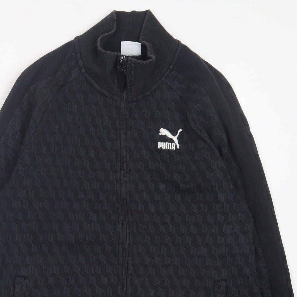 PUMA Mens Black Geometric Cotton Full Zip Sweatshirt Size S