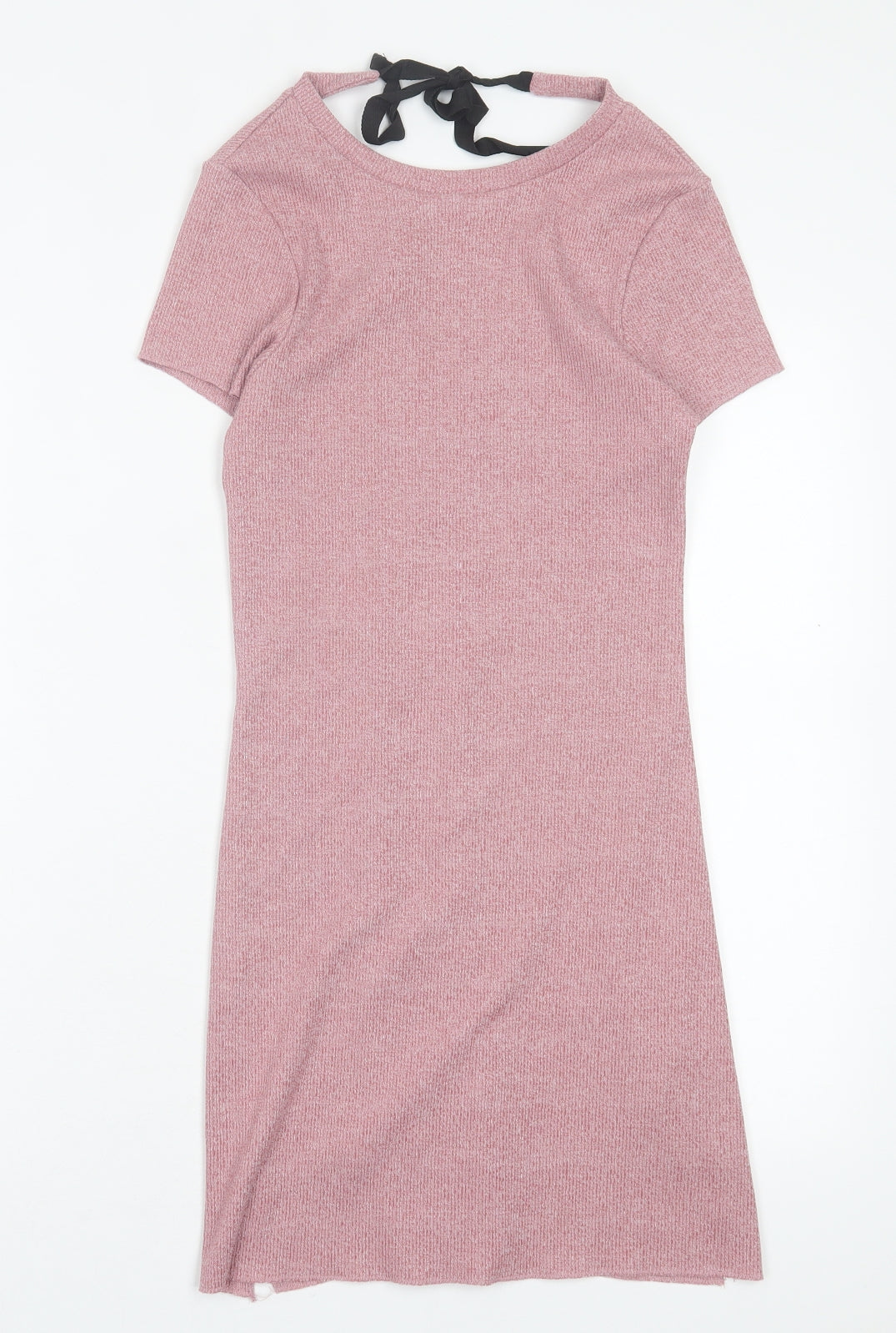 River Island Womens Pink Cotton A-Line Size 6 Crew Neck Tie