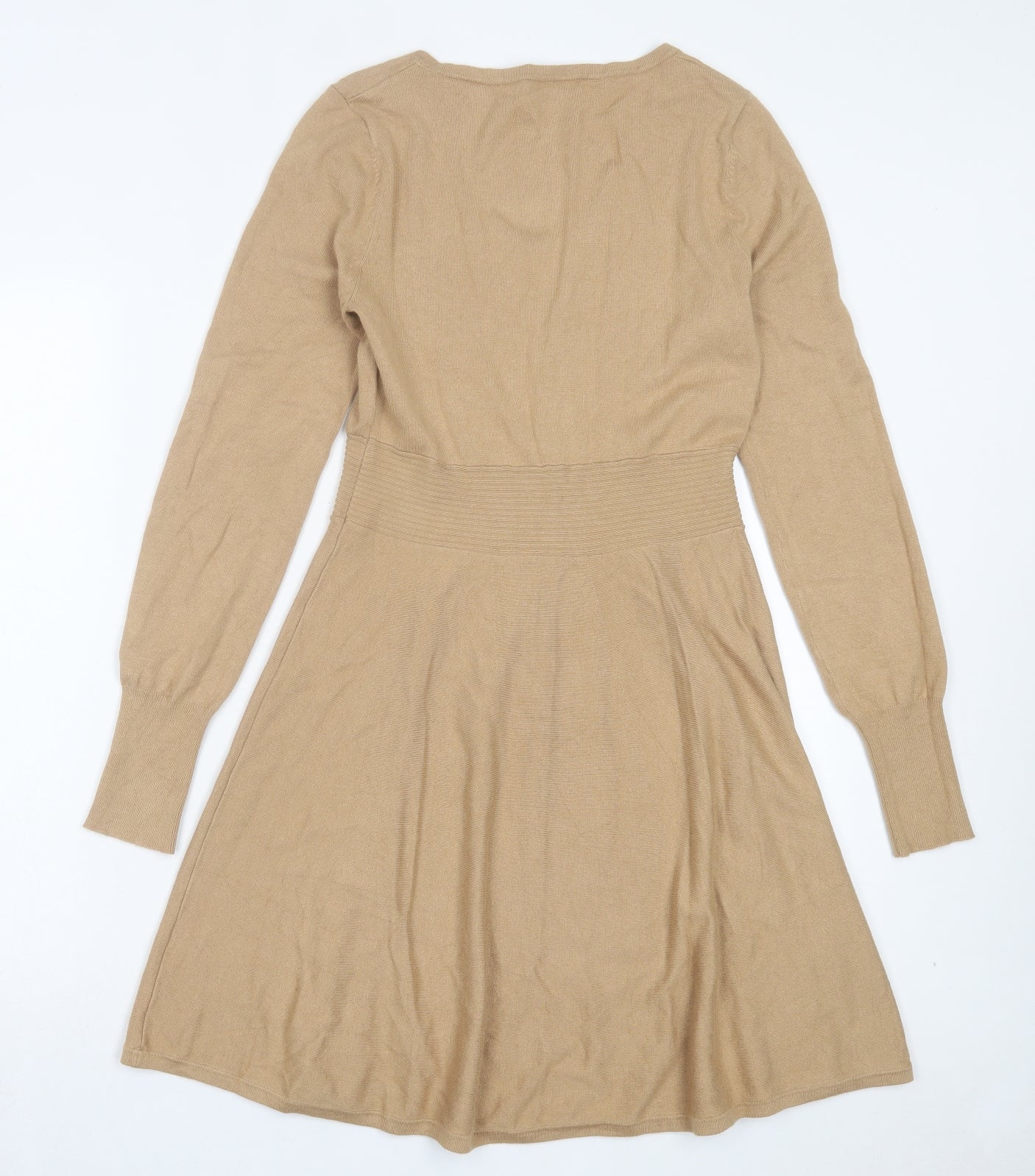 Oasis Womens Brown Viscose Jumper Dress Size S Scoop Neck Pullover