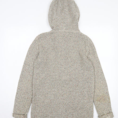 Fat Face Womens Brown Crew Neck Acrylic Cardigan Jumper Size 8