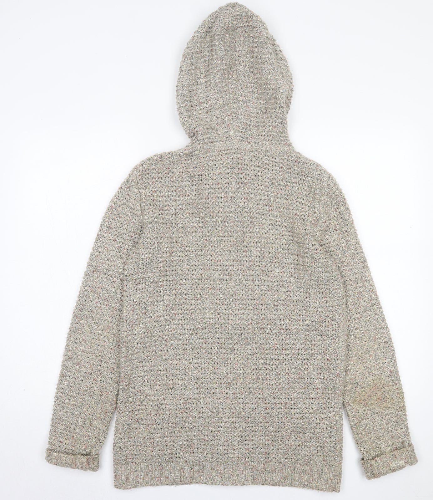 Fat Face Womens Brown Crew Neck Acrylic Cardigan Jumper Size 8