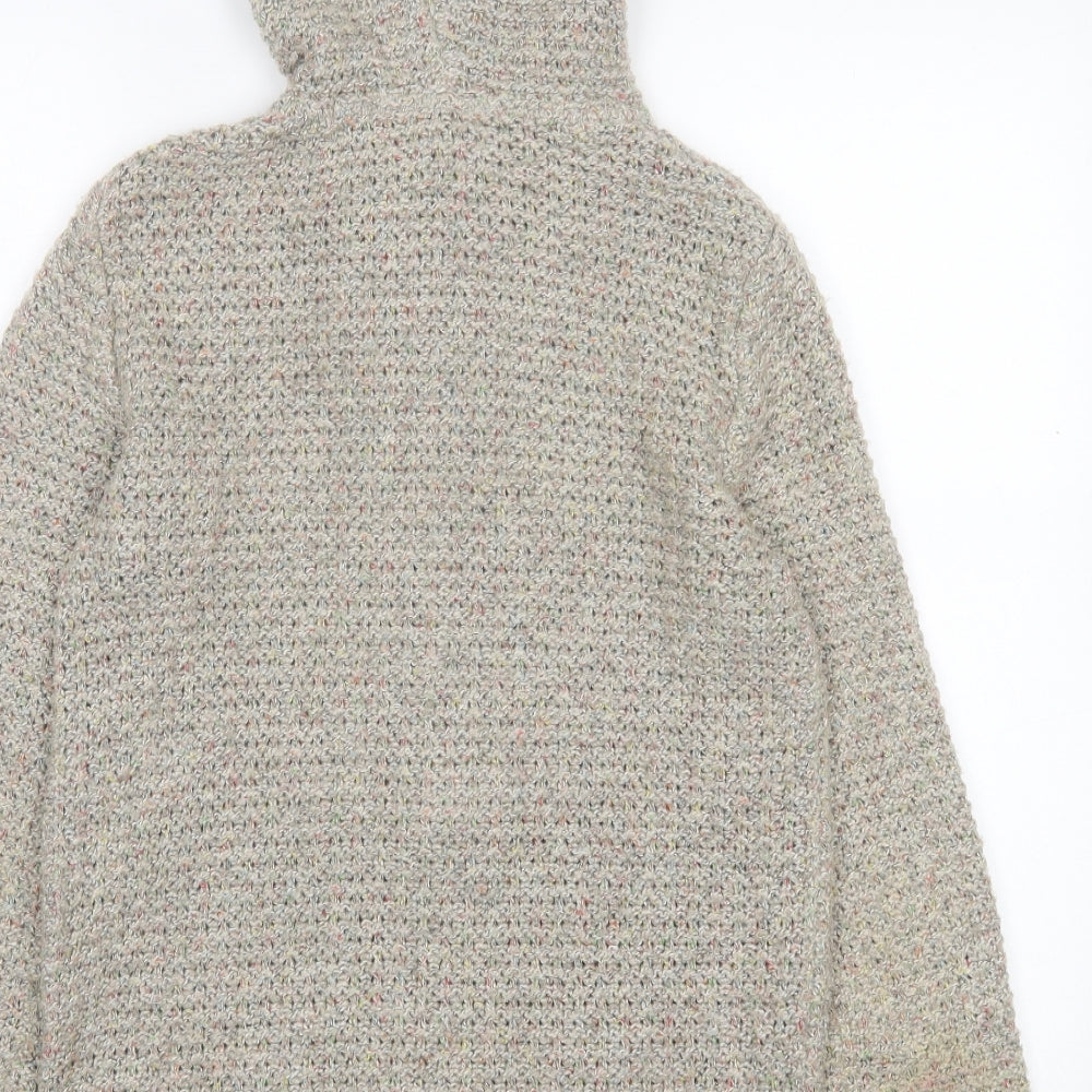 Fat Face Womens Brown Crew Neck Acrylic Cardigan Jumper Size 8