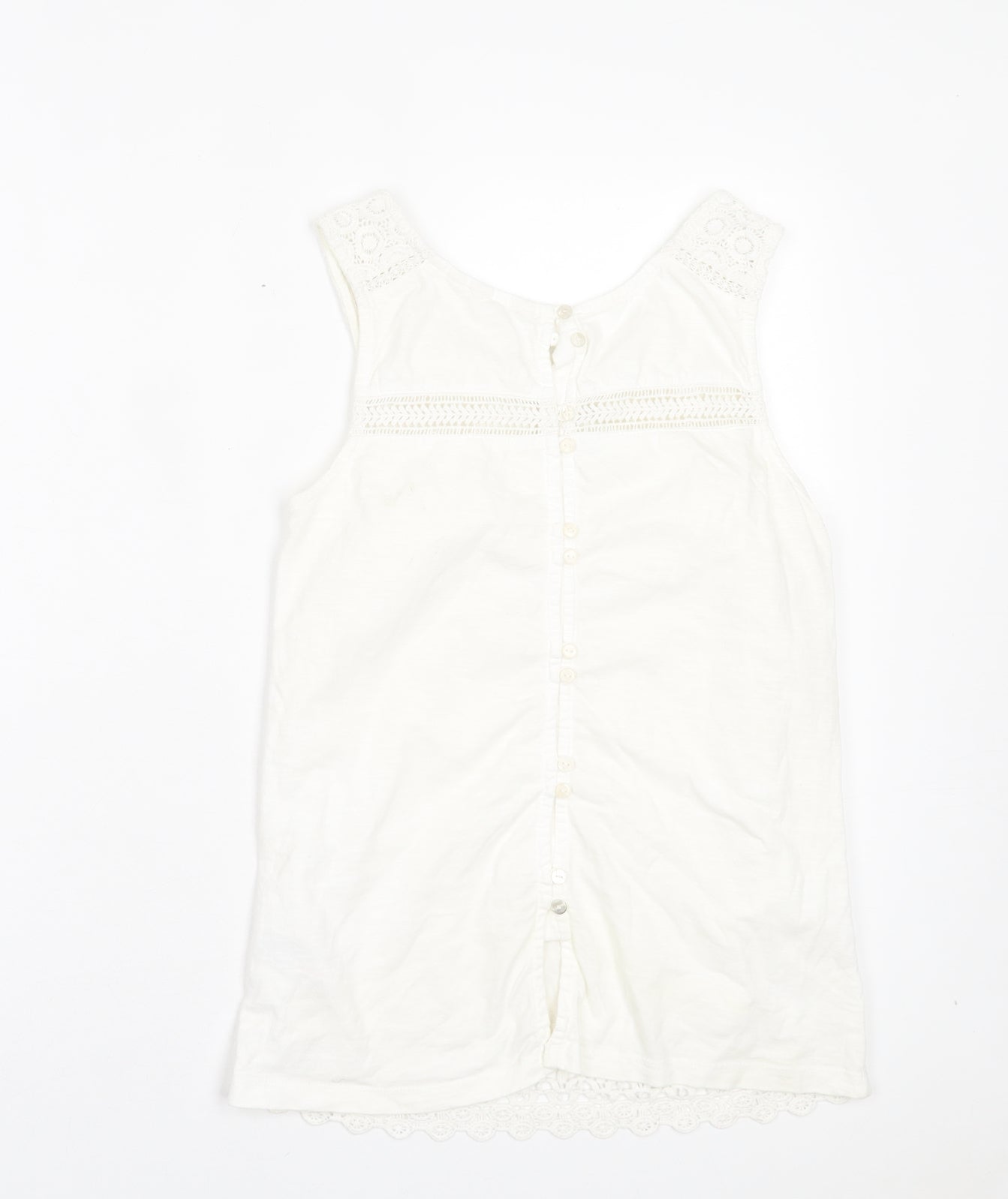 Fat Face Womens White Cotton Basic Tank Size 8 Boat Neck