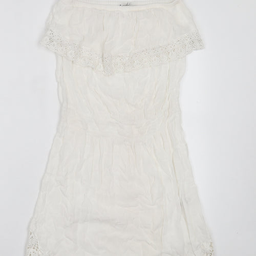 NEXT Womens White Viscose A-Line Size 8 Boat Neck Pullover