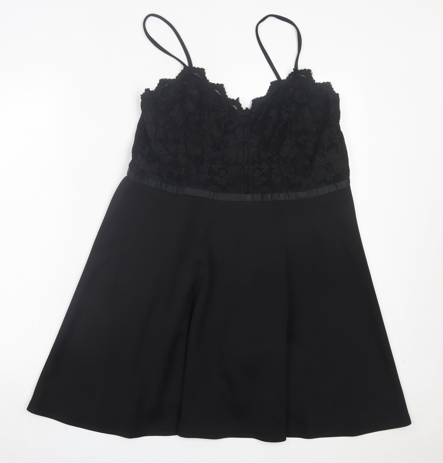 Love Label Womens Black Polyamide A-Line Size 18 V-Neck Zip