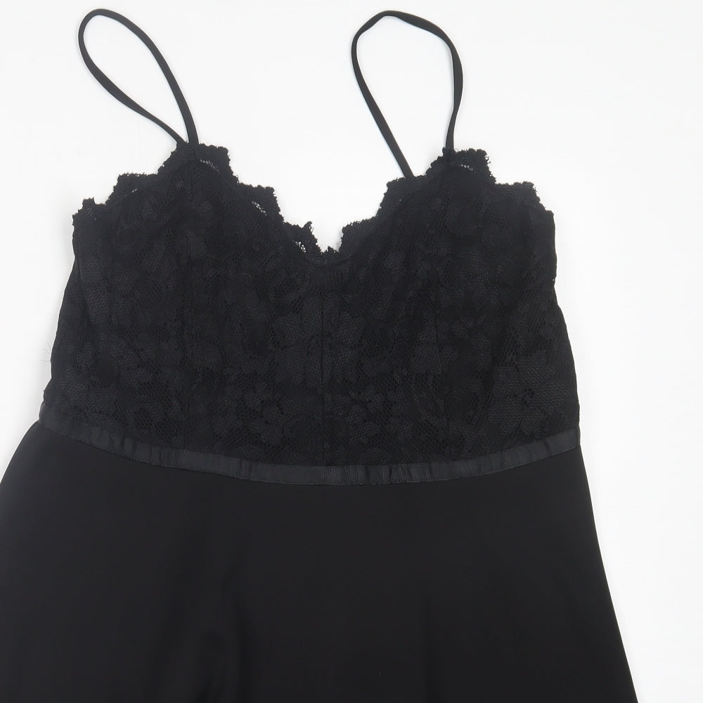 Love Label Womens Black Polyamide A-Line Size 18 V-Neck Zip