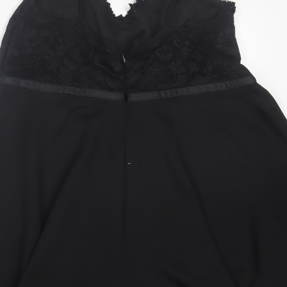 Love Label Womens Black Polyamide A-Line Size 18 V-Neck Zip