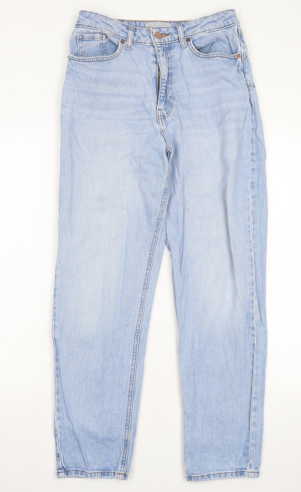 New Look Womens Blue Cotton Straight Jeans Size 10 L28 in Regular Button - Lift & Shape
