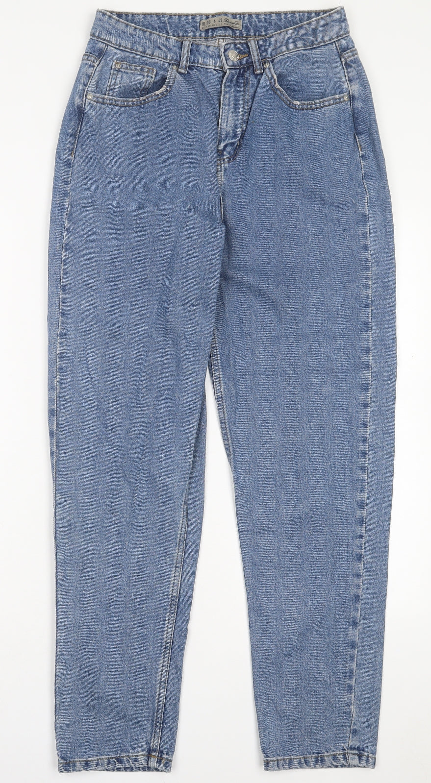 Denim & Co. Womens Blue Cotton Mom Jeans Size 10 L29 in Slim Button