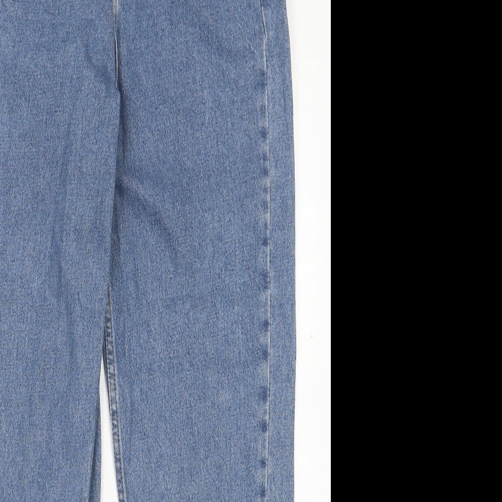 Denim & Co. Womens Blue Cotton Mom Jeans Size 10 L29 in Slim Button