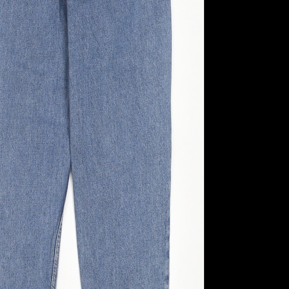 Denim & Co. Womens Blue Cotton Mom Jeans Size 10 L29 in Slim Button