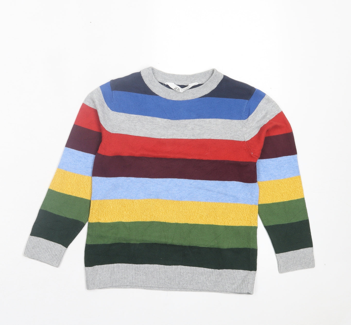 H&M Boys Multicoloured Collared Striped Cotton Pullover Jumper Size 4-5 Years Pullover