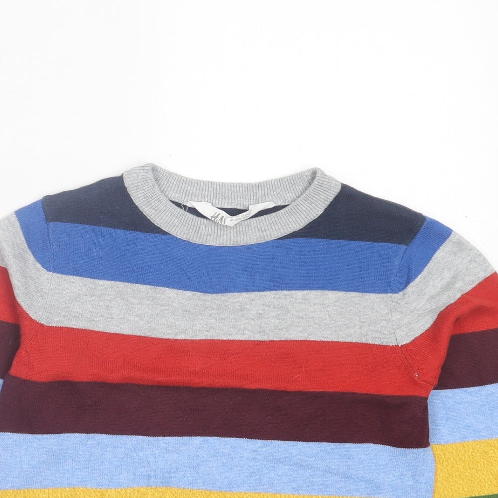 H&M Boys Multicoloured Collared Striped Cotton Pullover Jumper Size 4-5 Years Pullover