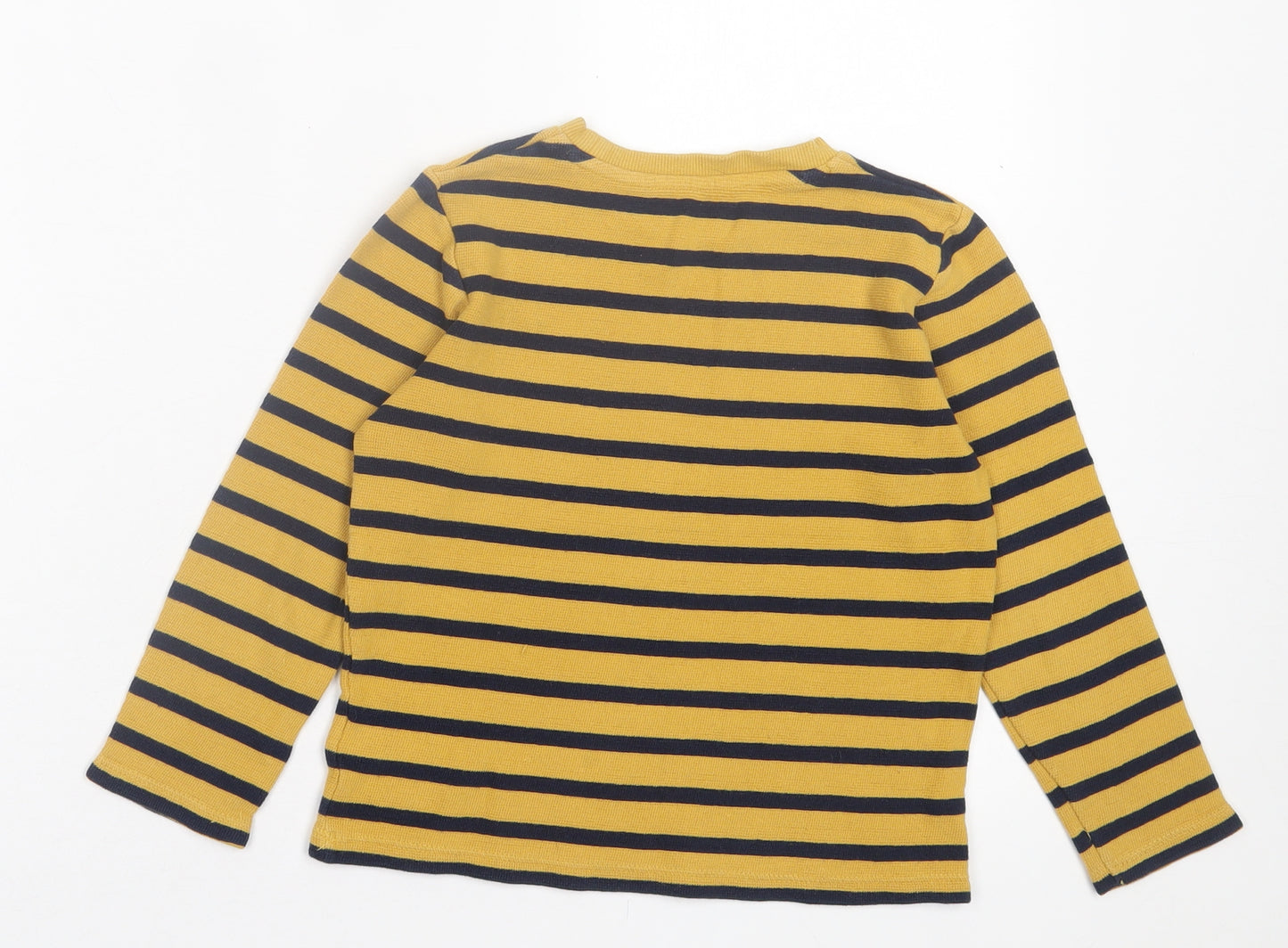 Marks and Spencer Boys Yellow Striped Cotton Basic Casual Size 5-6 Years Crew Neck Pullover