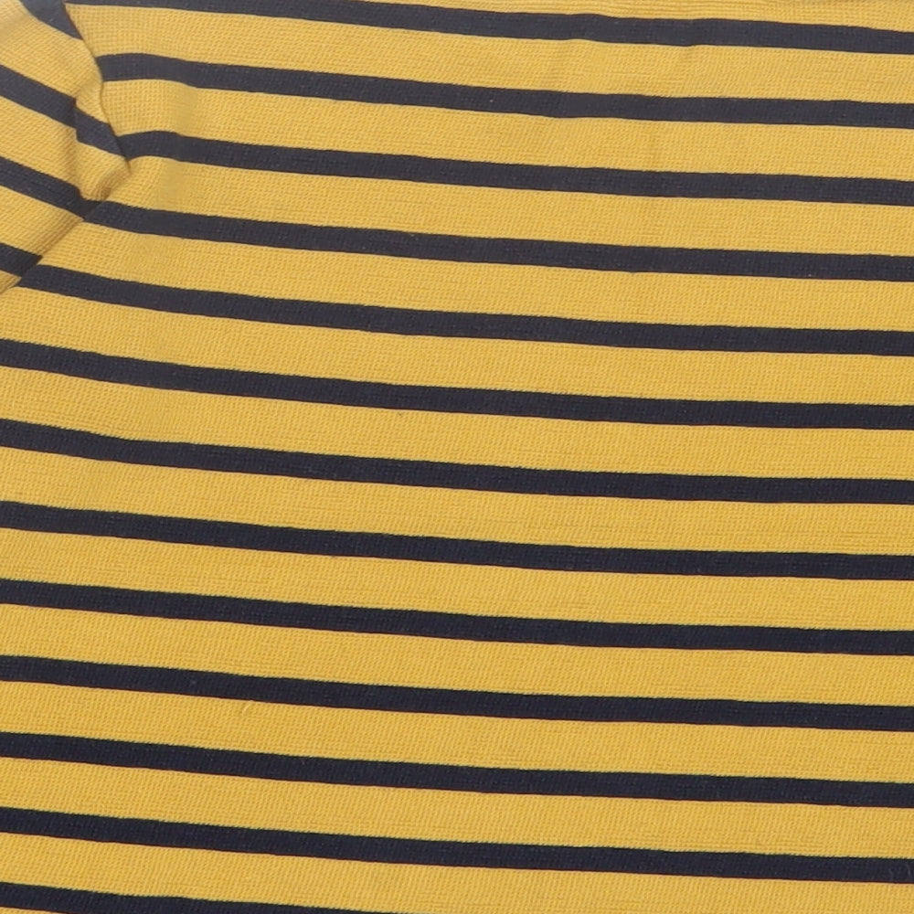 Marks and Spencer Boys Yellow Striped Cotton Basic Casual Size 5-6 Years Crew Neck Pullover
