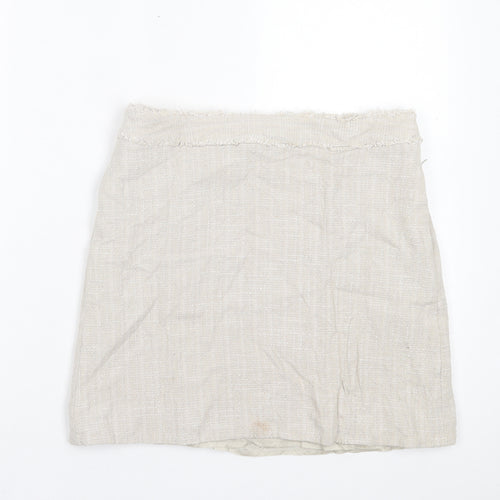 Jesire Womens Grey Geometric Cotton A-Line Skirt Size 10 Zip