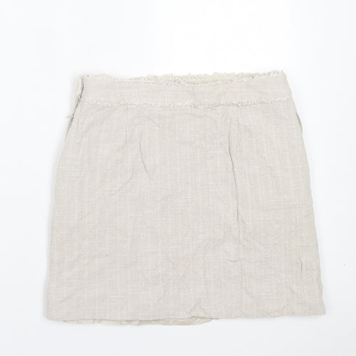Jesire Womens Grey Geometric Cotton A-Line Skirt Size 10 Zip