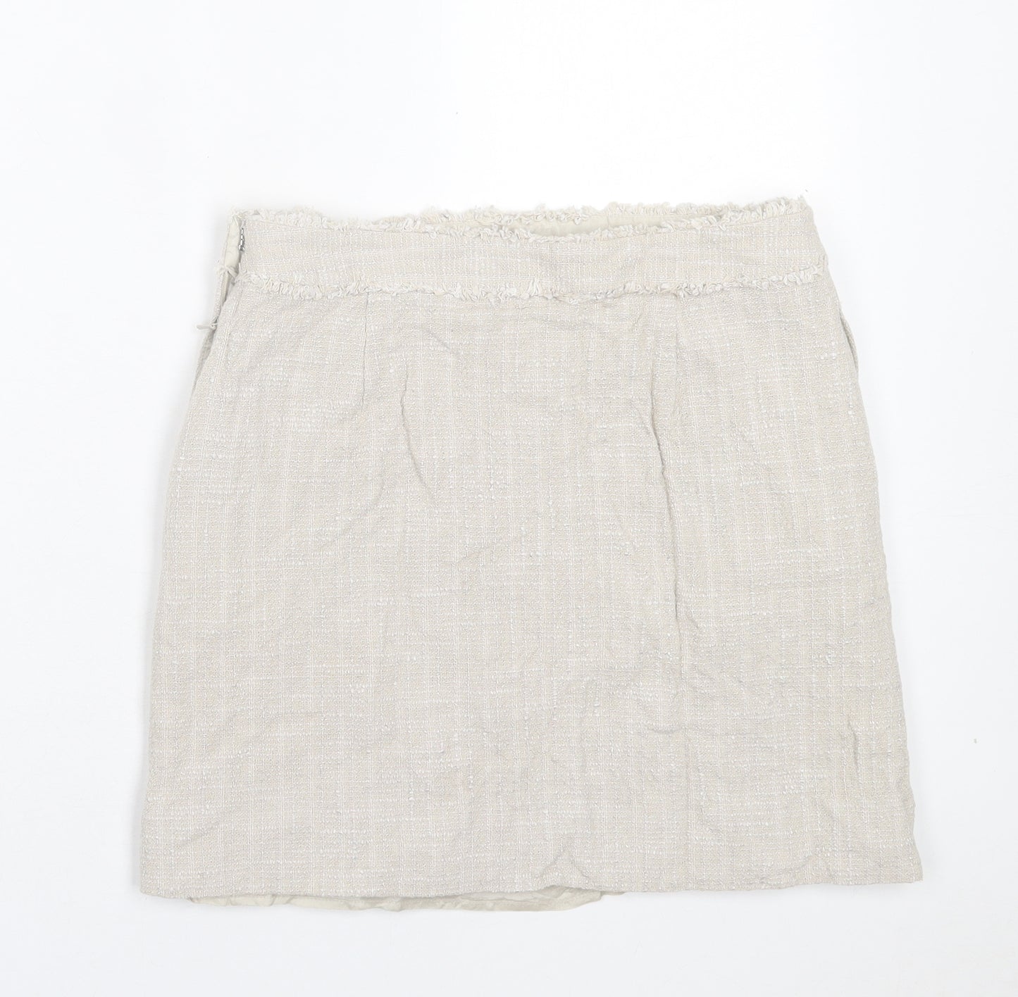 Jesire Womens Grey Geometric Cotton A-Line Skirt Size 10 Zip