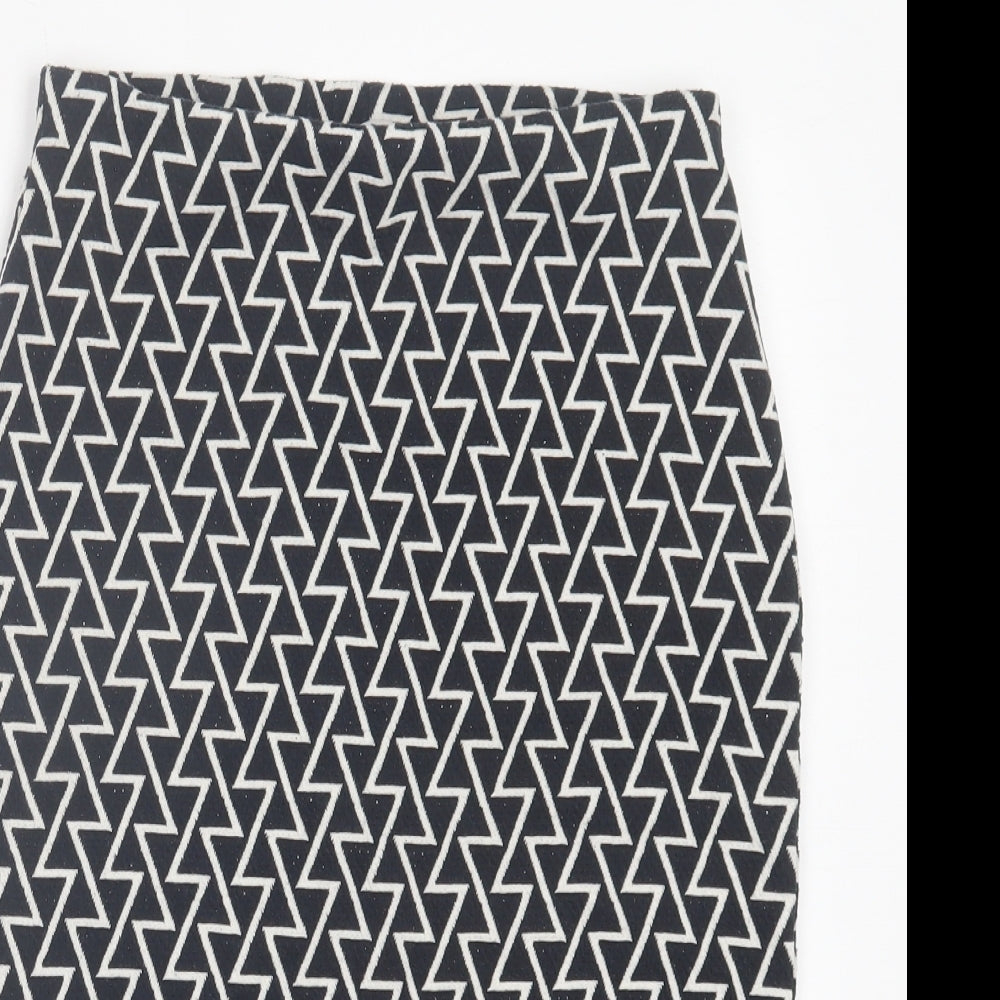 George Womens Black Geometric Polyester Straight & Pencil Skirt Size 10