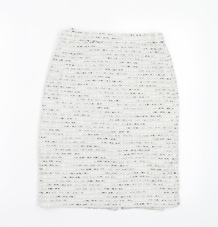 Elegance Womens Grey Cotton Straight & Pencil Skirt Size 10 Zip