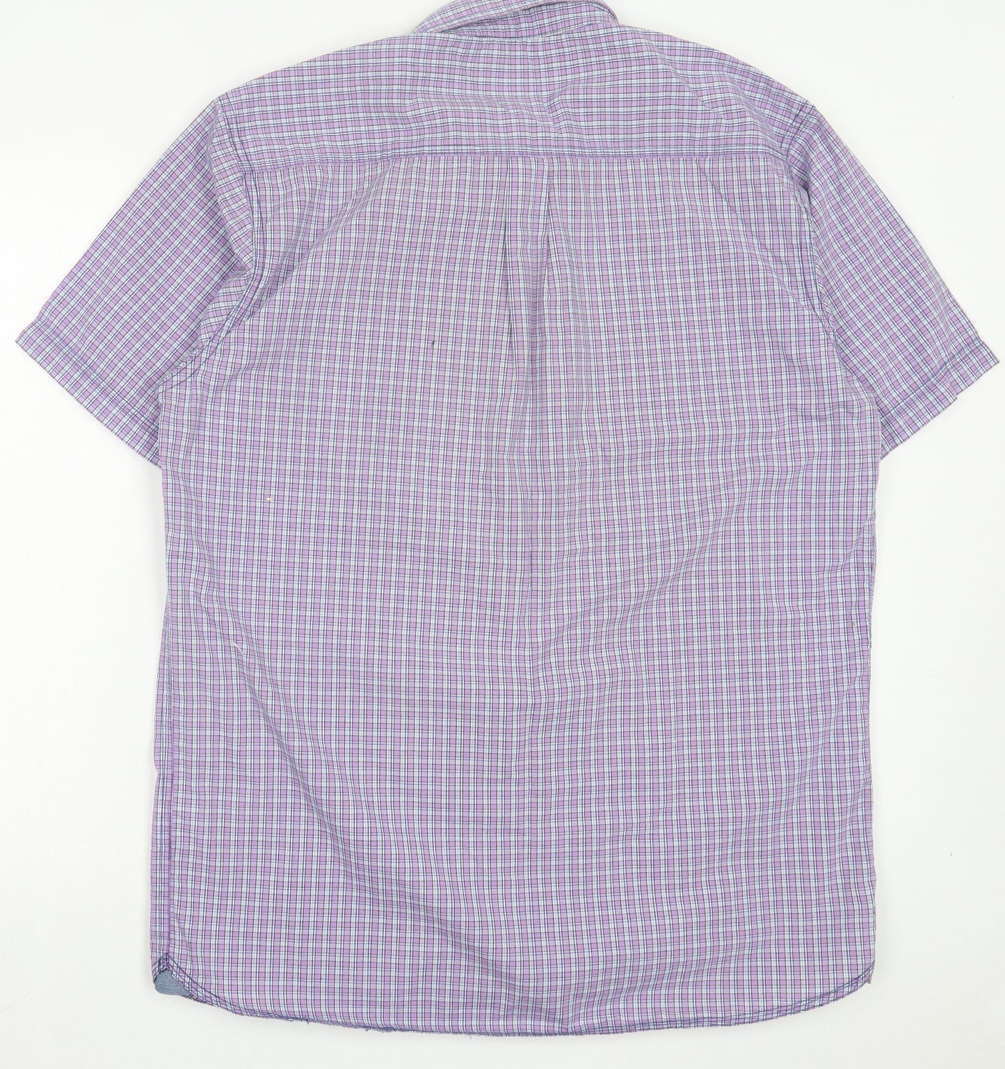 ATTRE Mens Purple Plaid Cotton Button-Up Size 2XL Collared Button - Pocket Detail