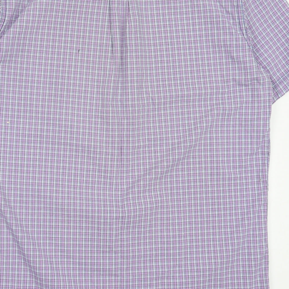 ATTRE Mens Purple Plaid Cotton Button-Up Size 2XL Collared Button - Pocket Detail