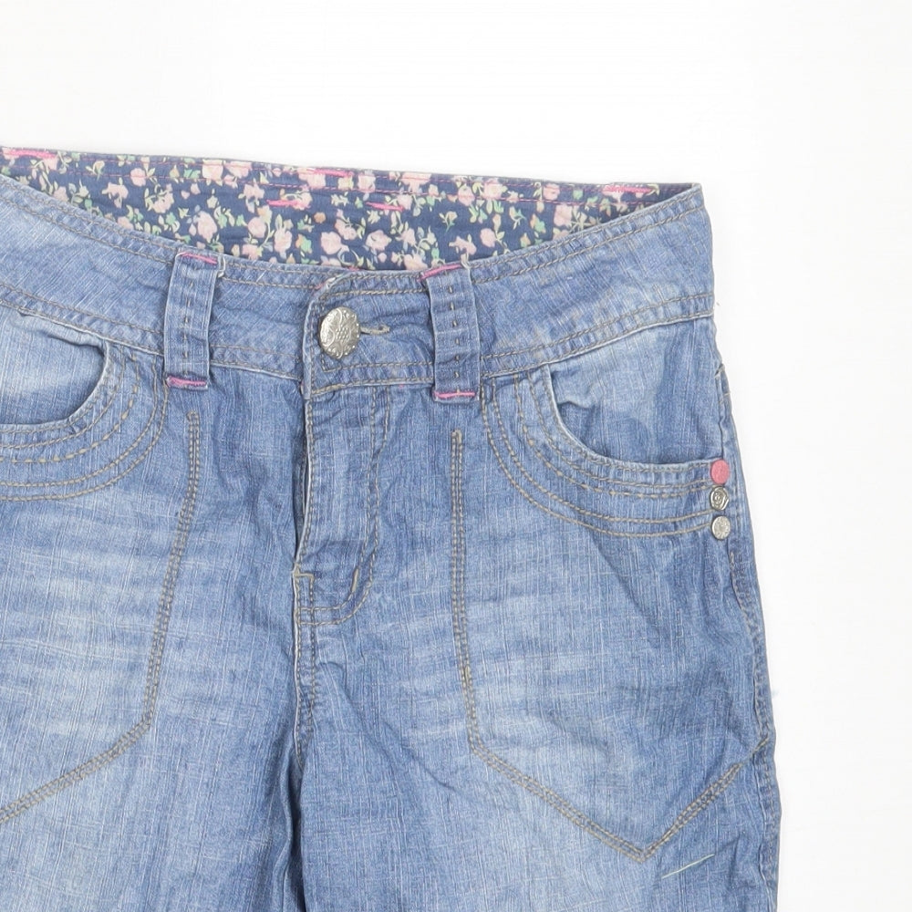 Denim & Co. Womens Blue Cotton Bermuda Shorts Size 8 L11 in Regular Button