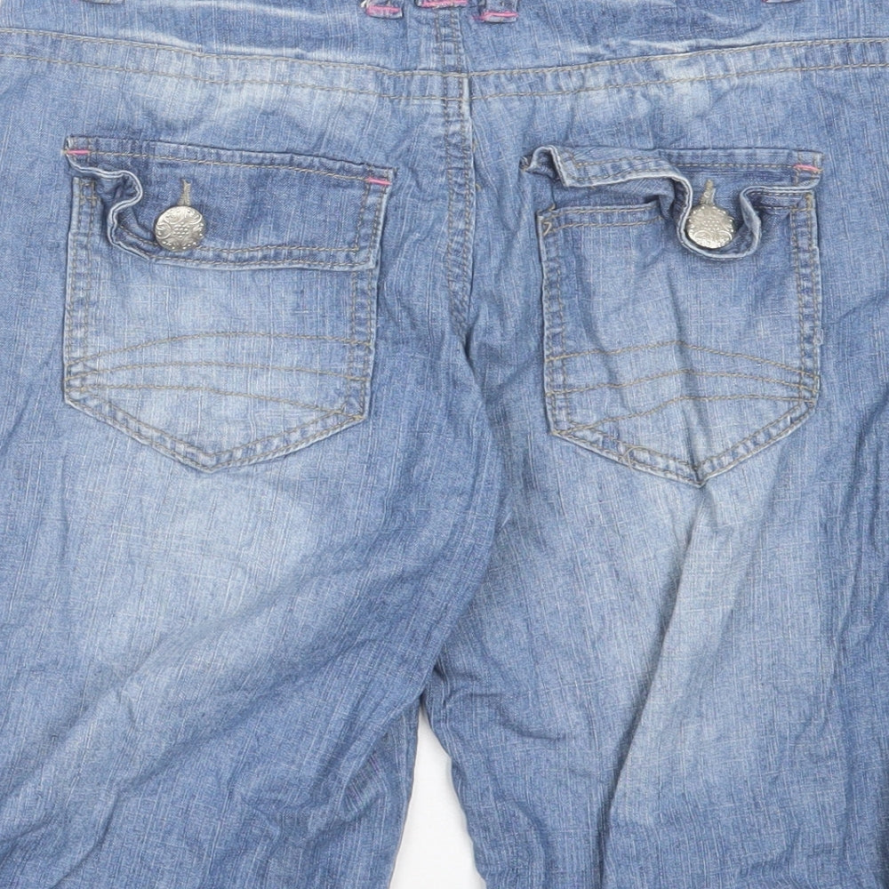 Denim & Co. Womens Blue Cotton Bermuda Shorts Size 8 L11 in Regular Button