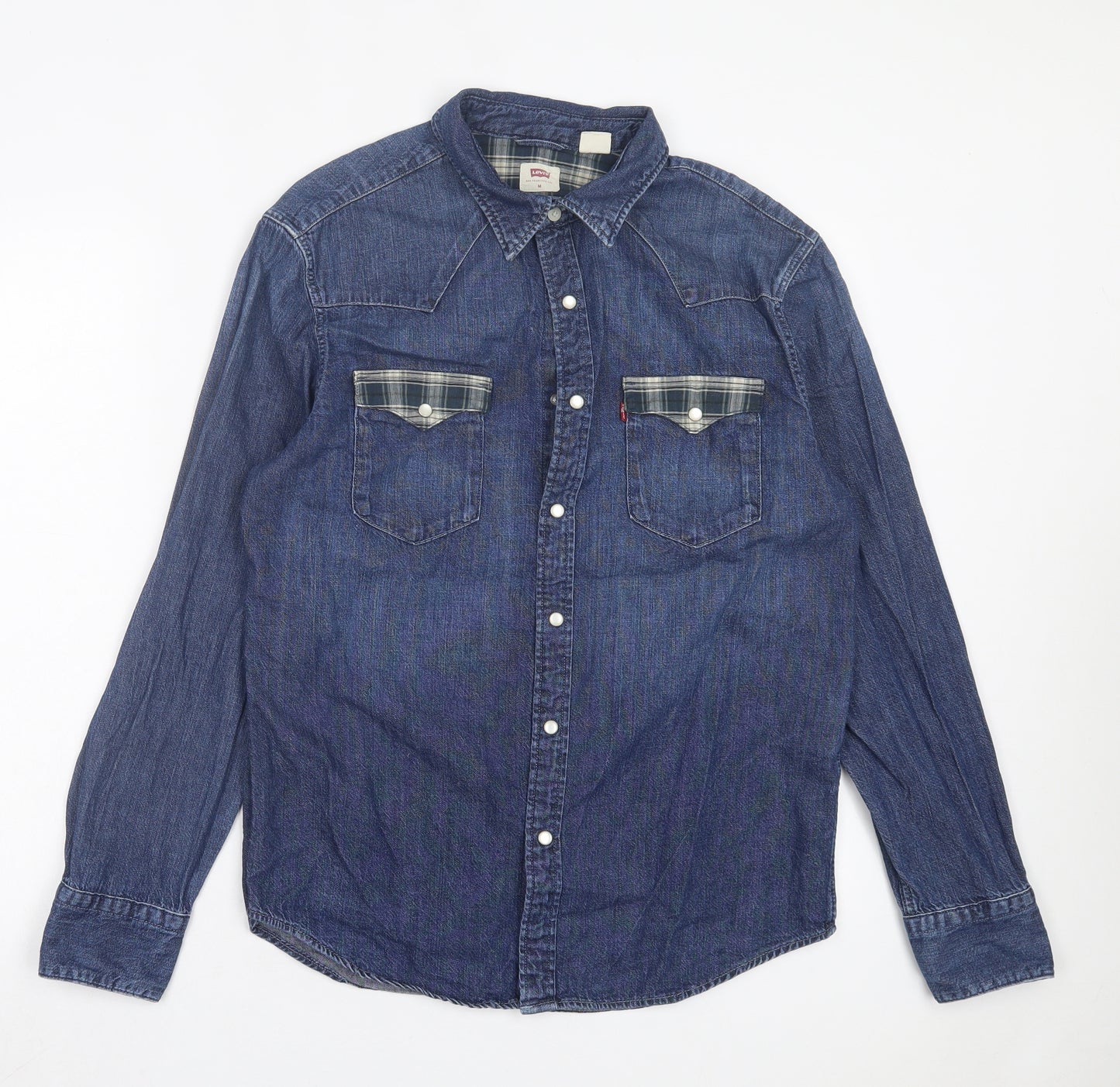 Signature by Levi Strauss & Co. Mens Blue Cotton Button-Up Size M Collared Button