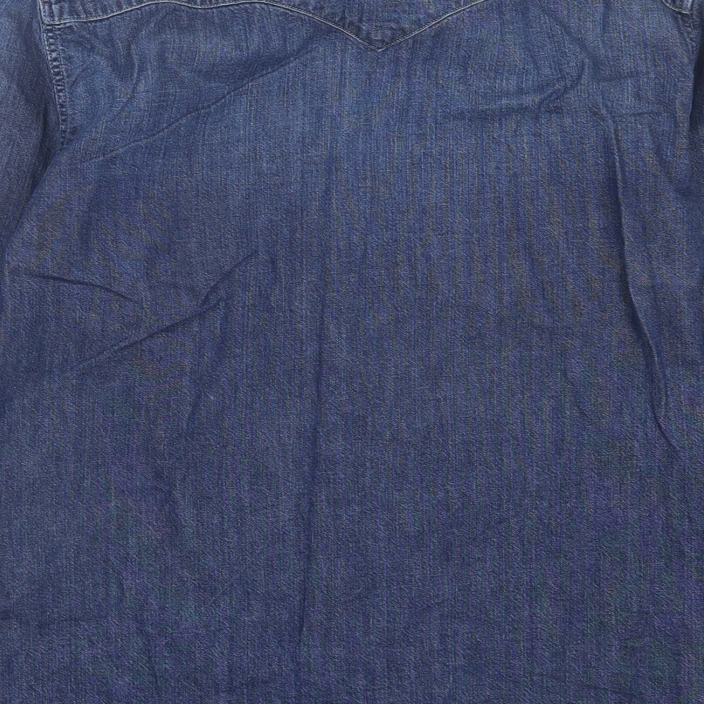 Signature by Levi Strauss & Co. Mens Blue Cotton Button-Up Size M Collared Button