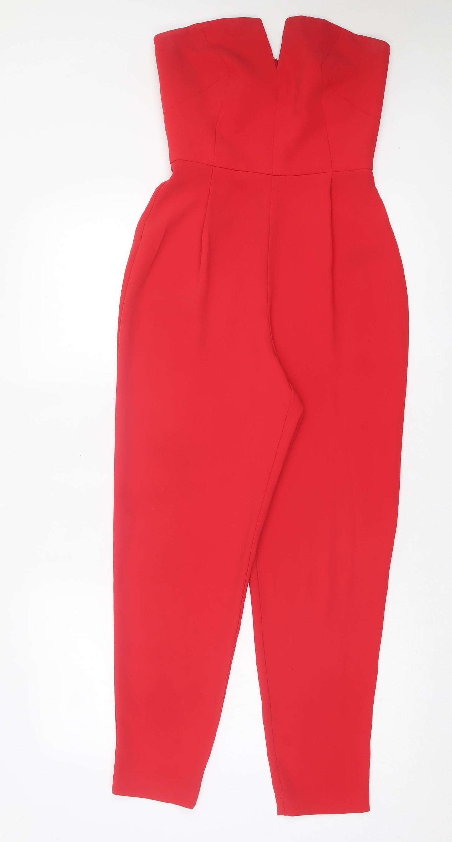 Topshop Womens Red Polyester Jumpsuit One-Piece Size 6 Zip
