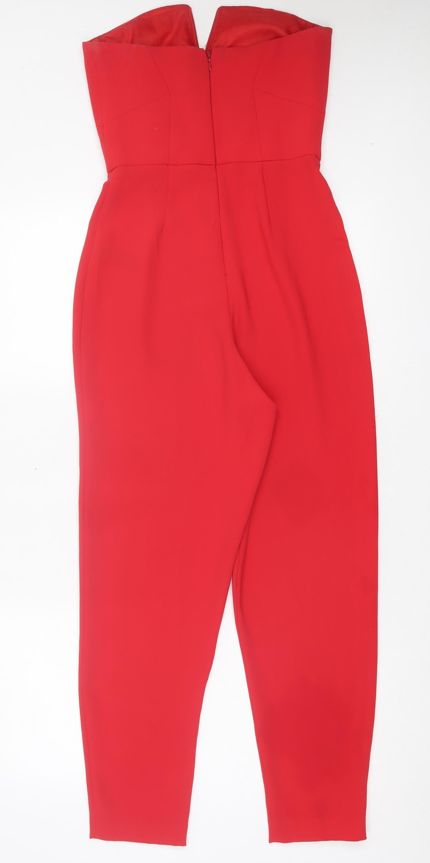 Topshop Womens Red Polyester Jumpsuit One-Piece Size 6 Zip